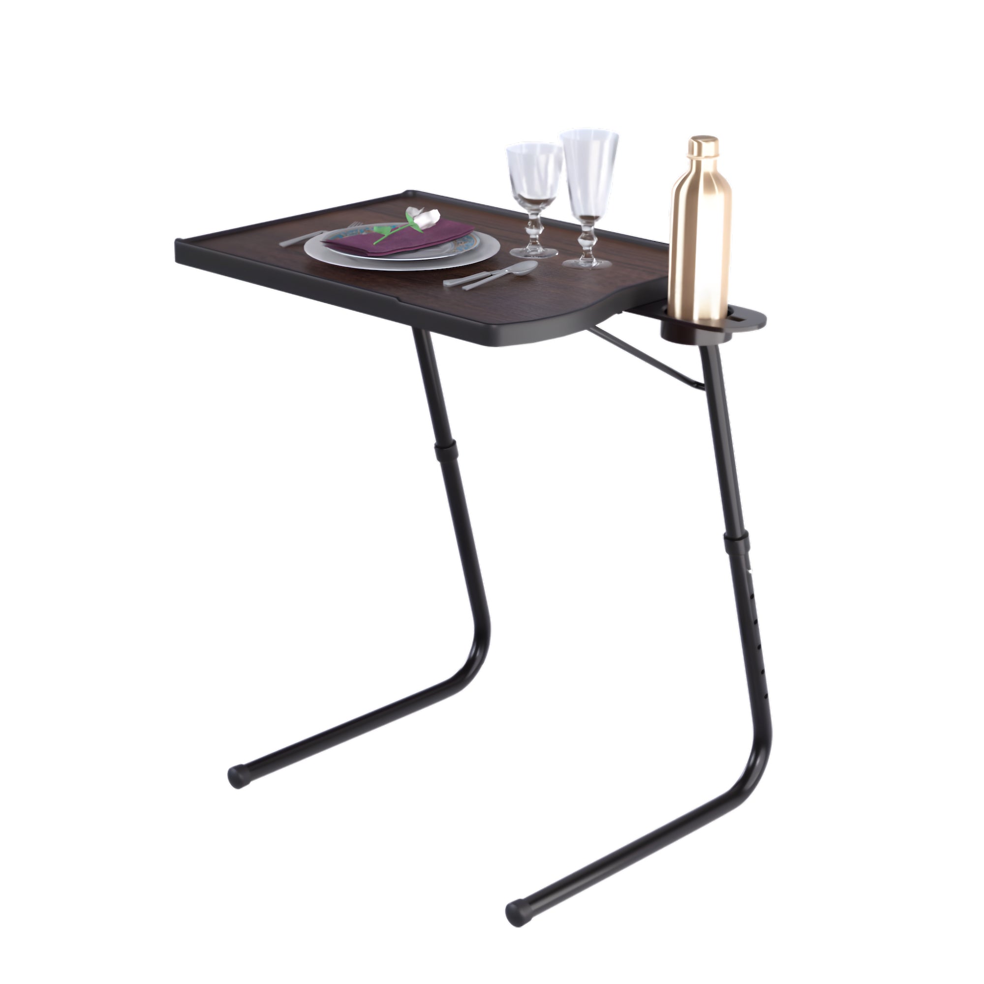 TABLE BUDDY smart ® | Folding Table With Cup Holder | Walnut