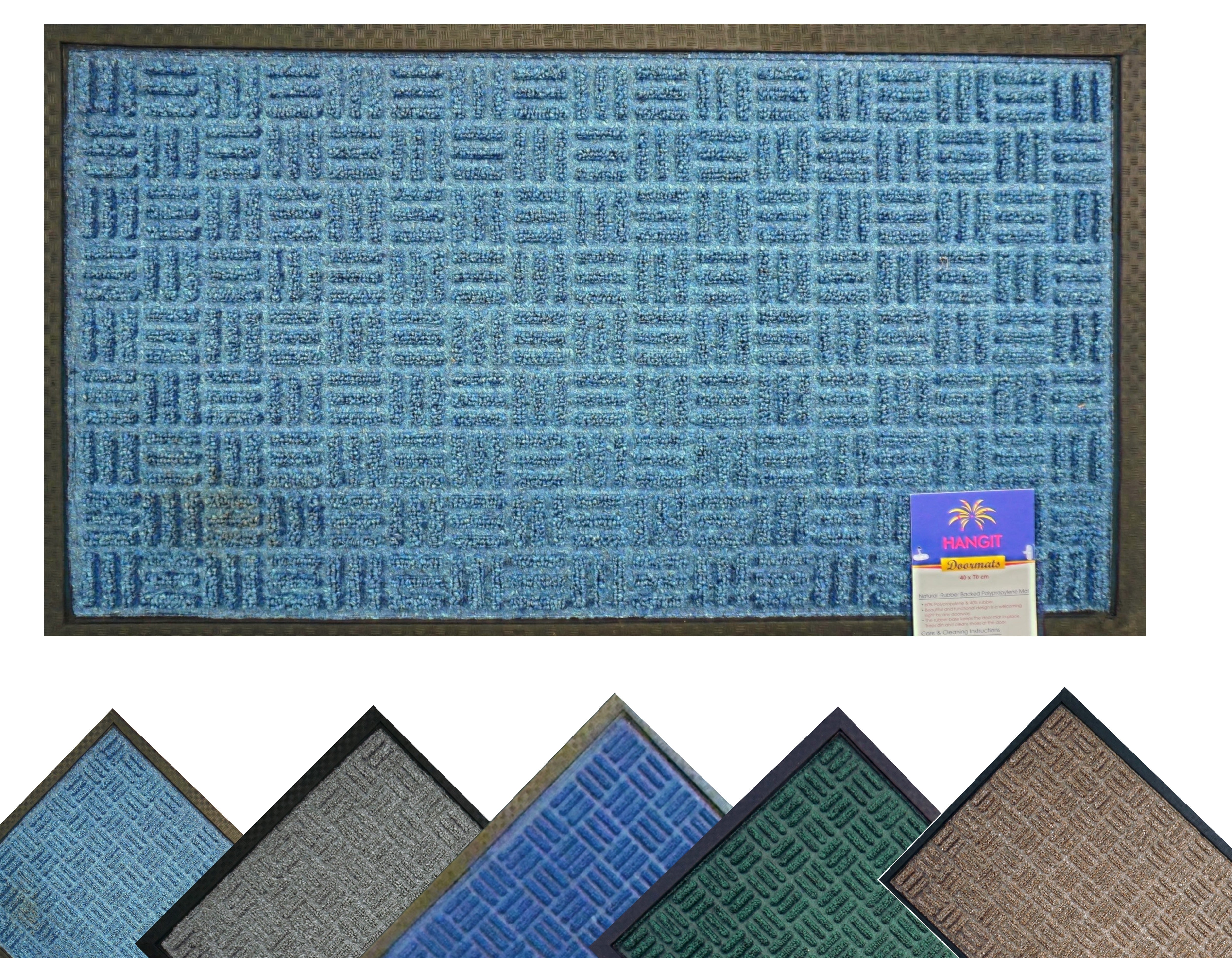 40 x 70 x 1 cm(Aqua Blue) | Dirt trapper door mat for indoor and outdoor, polypropylene pile door mat, washable, barrier door mat, heavy duty, non-slip entrance rug shoes scraper, super absorbent front door mat carpet for main door, bedroom